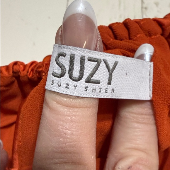 Suzy Shier Rust Orange Gathered Waist maxi Dress Sm NWOT - Picture 12 of 13